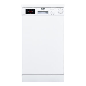 Lavavajillas Svan,Capacidad 10sets, Clase E. Dimensiones: 85cm 44,8cm 59,8cm. Color Blanco, Control con Display. 2 Bandejas y 6 Programas.