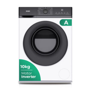 Lavadora Svan,Capacidad 10kg 1400rpm, Clase A. Dimensiones: 84,5cm 59,8cm 52cm. Color Blanco, Control con Display. Motor Inverter. Programas: Vapor Antialérgico.