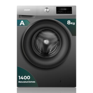 Lavadora Svan 8kg 1400rpm A 84,5cm 59,5cm 54cm Inox Display Inverter Vapor MiCiclo T.Waterdrop