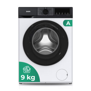 Lavadora Svan,Capacidad 9kg 1400rpm, Clase A. Dimensiones: 84,5cm 59,8cm 52cm. Color Blanco, Control Display LED. Programas: Vapor Antialérgico.