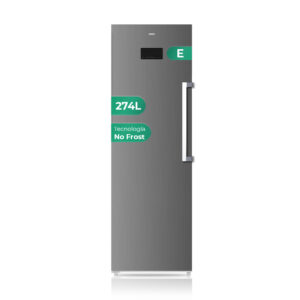 Congelador vertical Svan, No Frost. Capacidad 274L, Clase E. Dimensiones: 185cm 60cm 66cm. Color Inox, Control Display LED. Motor Inverter.