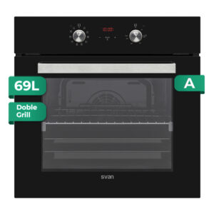 Horno Multifunción Svan 69L A 59,5cm 59,5cm 57,5cm Cristal negro Display táctil 10P G.Telescópicas