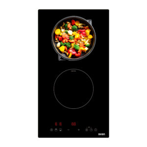 Piano cottura a induzione Svan 3500W 5,9cm 28,8cm 59cm Vetro nero Touch 2Z Booster