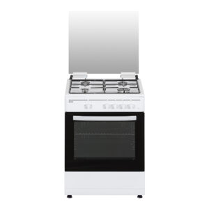 Cocina Svan Gas 85,5cm 59,8cm 62,6cm Blanco Manual 4Q 55L 2P KitGas T.Cristal Grill