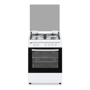 Cocina Svan Gas 83cm 59,8cm 61cm Blanco Manual 4Q Wok 63L 2P KitGas T.Cristal