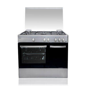 Cocina Svan Gas 87,6cm 89,7cm 62,7cm Inox Manual 5Q Wok 59L 2P KitGas T.Cristal