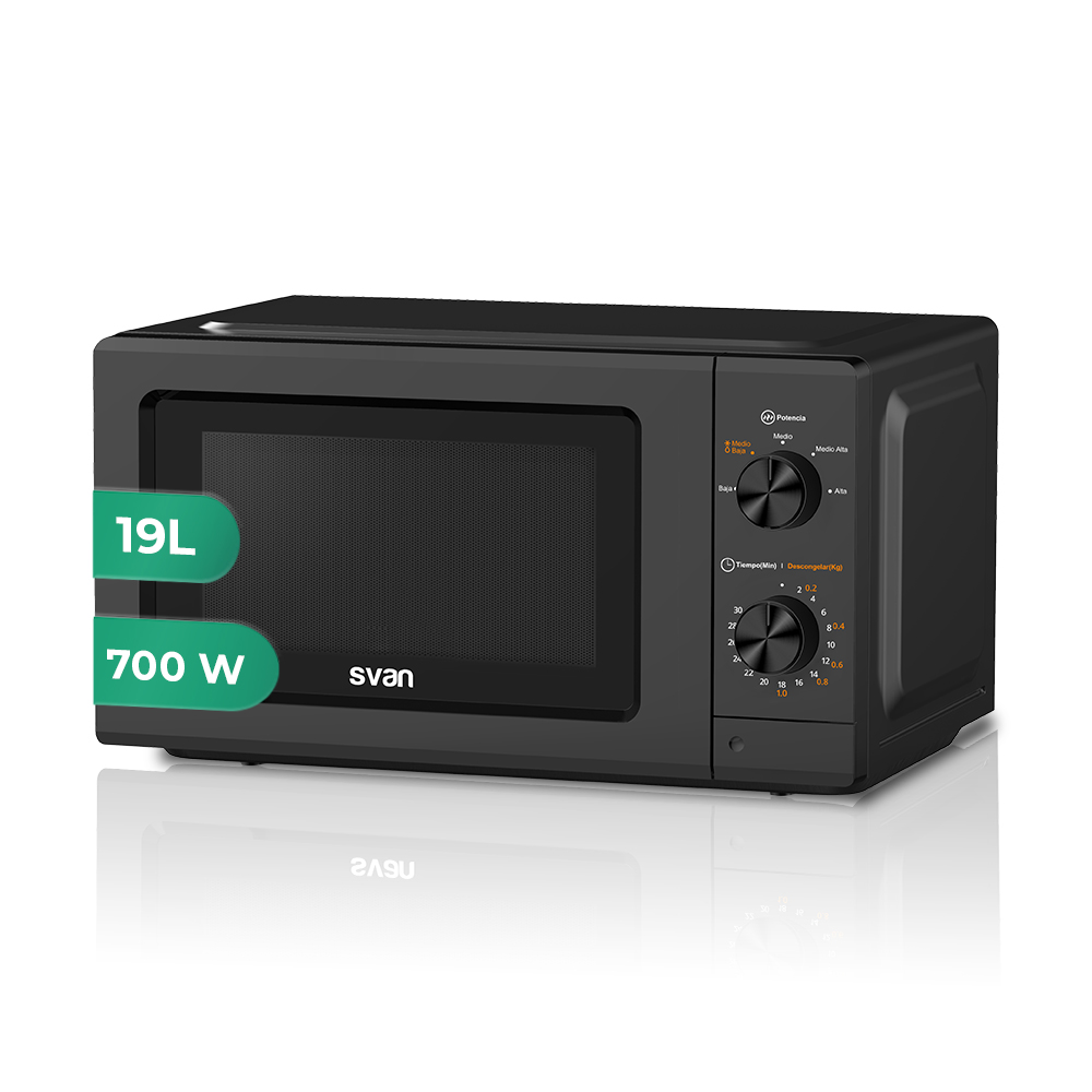 Four à micro-ondes Svan 19L 700W 24,1cm 43,4cm 32,9cm Noir Manuel