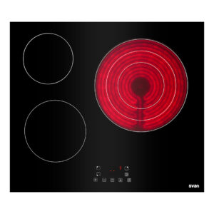 Table de cuisson vitrocéramique Svan 5700W 5,5cm 59cm 52cm Black Glass Touch 3Z Triple Corona