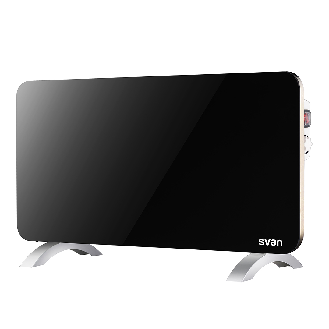 Radiatore piatto Svan 1 elemento 2 livelli 1500W vetro nero manuale