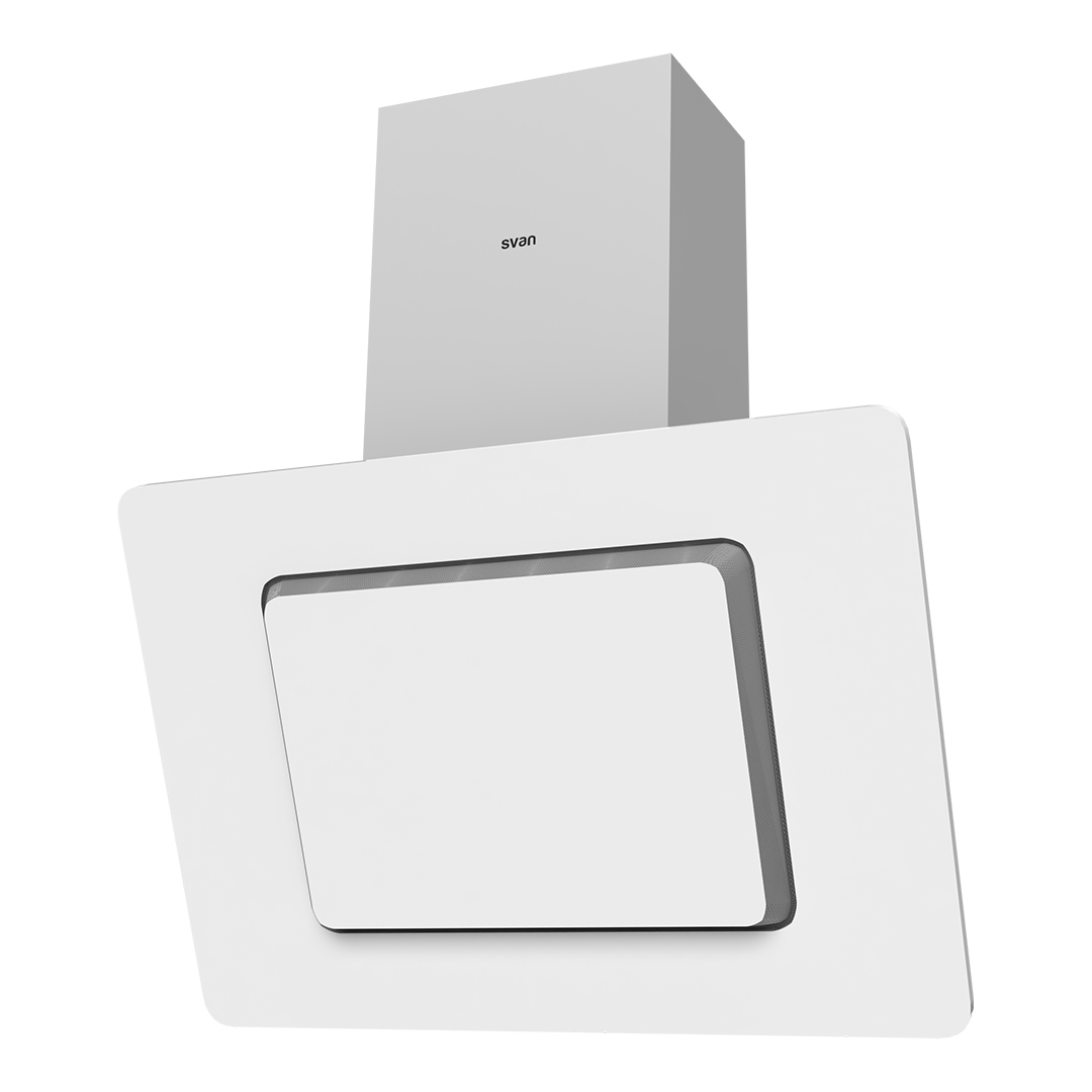 Hotte inclinée Svan A+ 113,5cm 80cm 46cm Verre blanc Touch Control LED 790m3/h 58dB