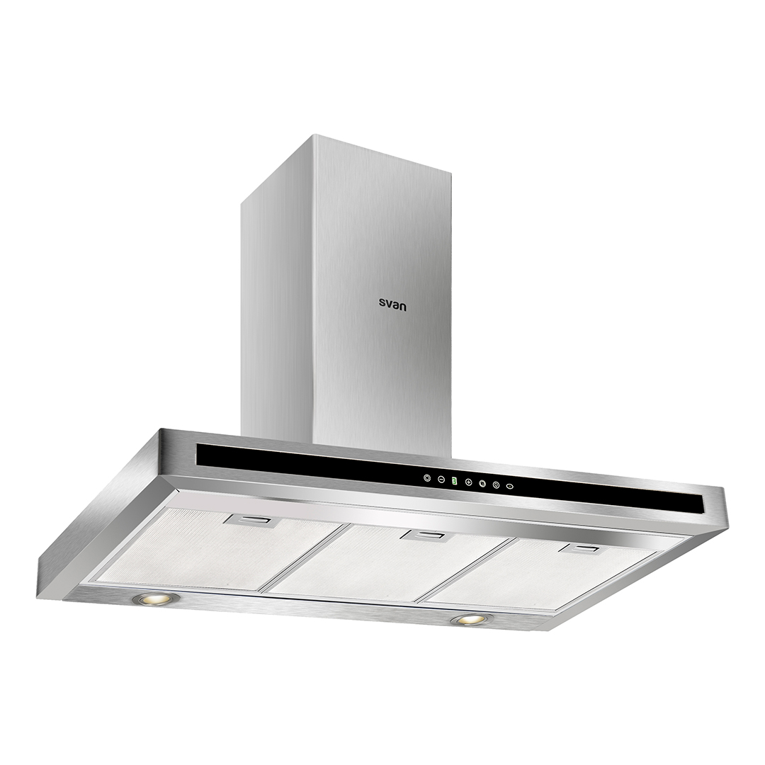 Hotte Type T Svan D 86,5cm 90cm 50cm Acier inoxydable Touch LED 650m3/h 64dB