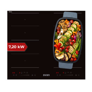 Placa Inducción Svan 7200W 6,2cm 59cm 52cm Cristal negro Slider 4Z 2 Flexizone Booster