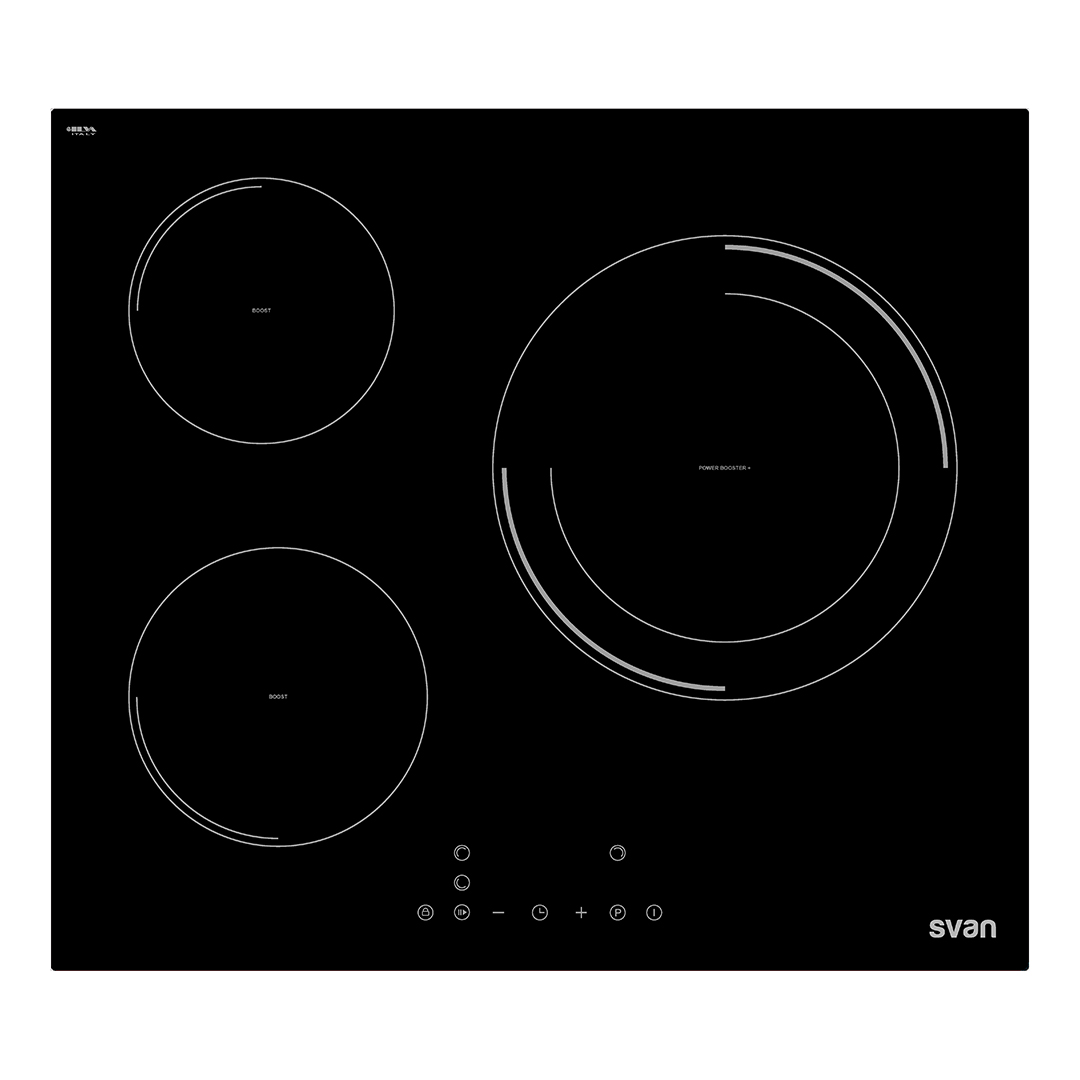 Piano cottura a induzione Svan 7200W 6,2 cm 59 cm 52 cm Vetro nero Touch 3Z Booster Stop&Go