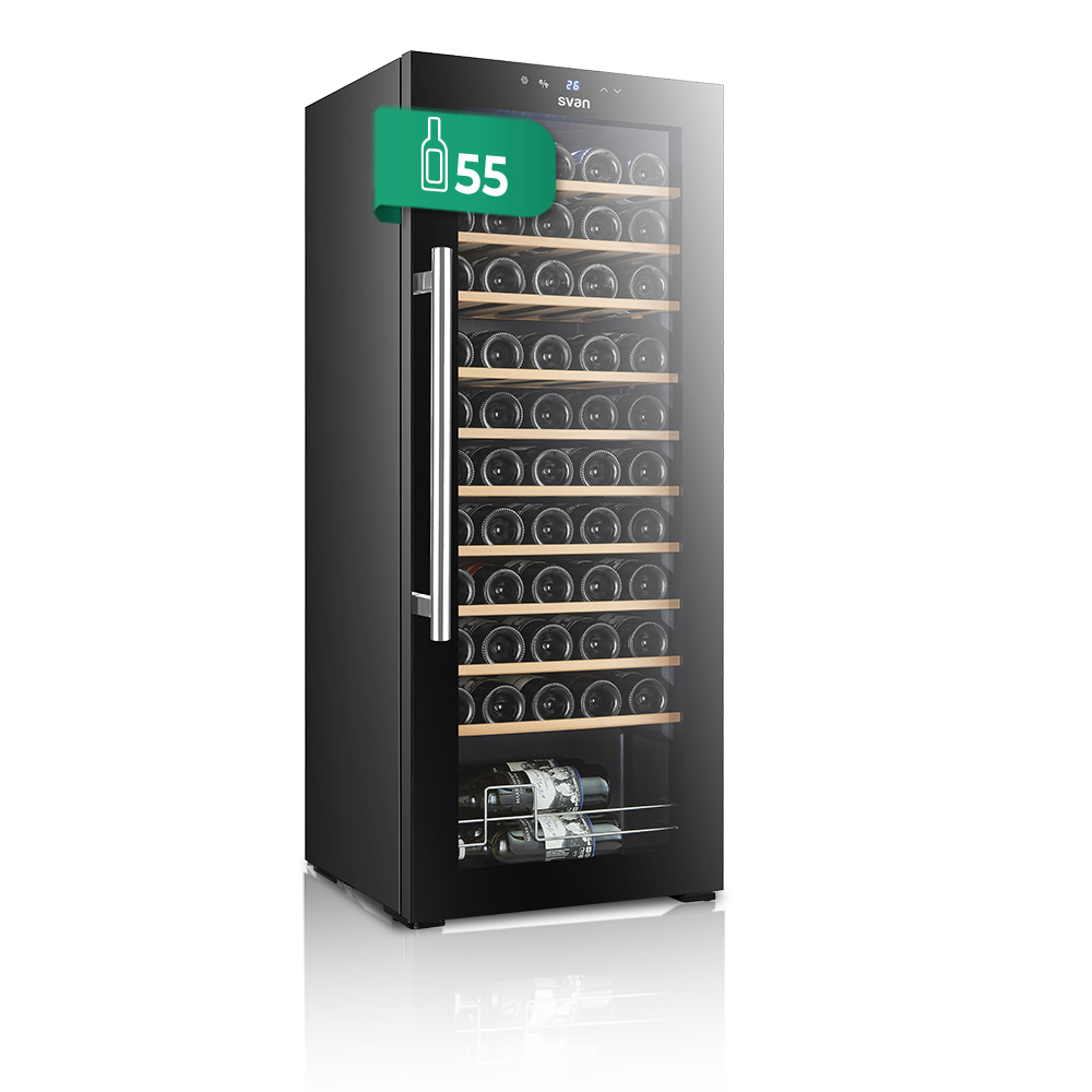 Refroidisseur à vin Svan Cyclic 154L 55Bot G 126,2cm 51cm 48cm Noir Touch display Single Zone 1Door