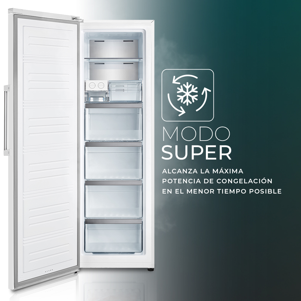 Congelador vertical Svan No Frost 274L E 185,5cm 59,5cm 71,5cm Blanco Display táctil Modo Eco - immagine 2