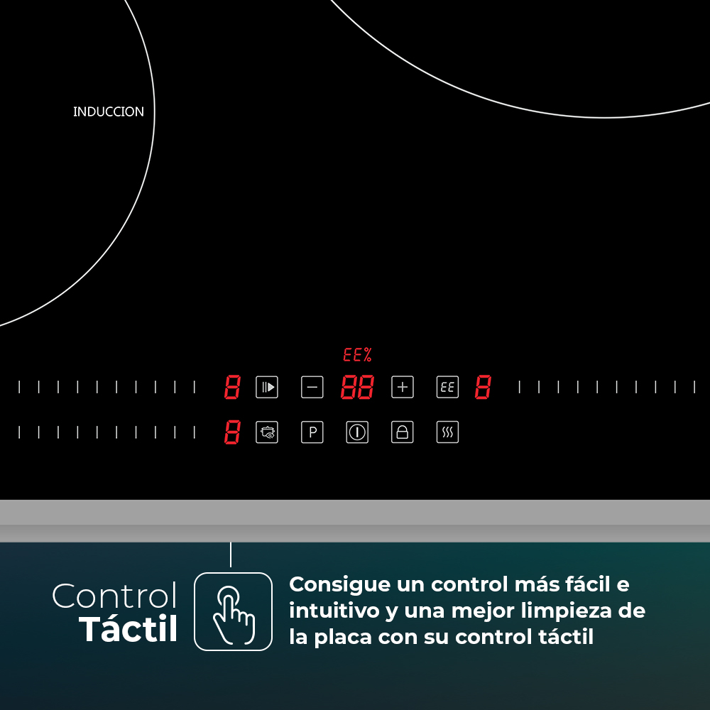 Placa Inducción Svan 7200W 5,8cm 52cm 59cm Cristal negro Slider 3Z Doble Corona Keep warm Booster – Image 2