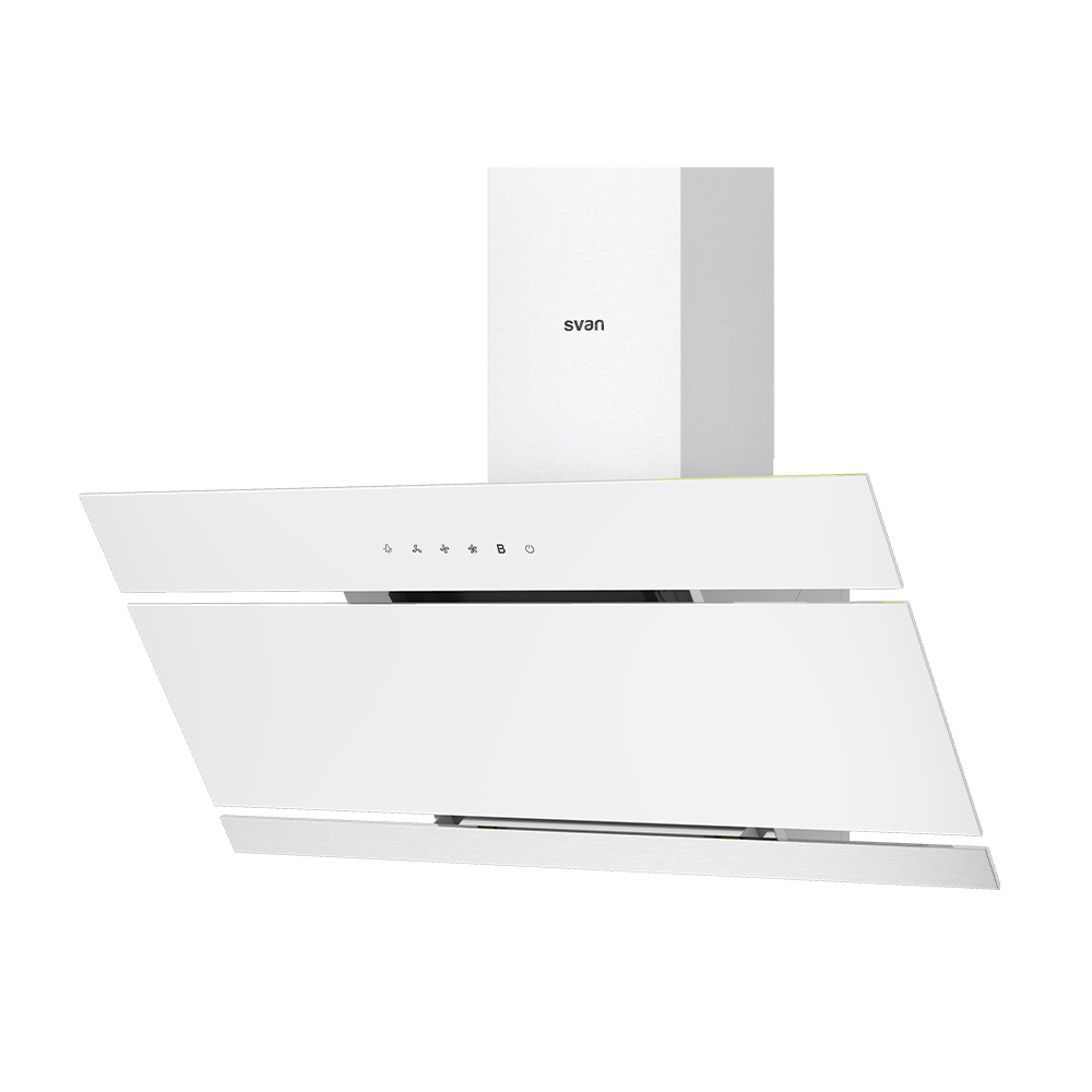 Campana Inclinada Svan A+ 114cm 89,7cm 40,3cm Cristal blanco Táctil LED 600m3/h 60dB Booster – Image 2