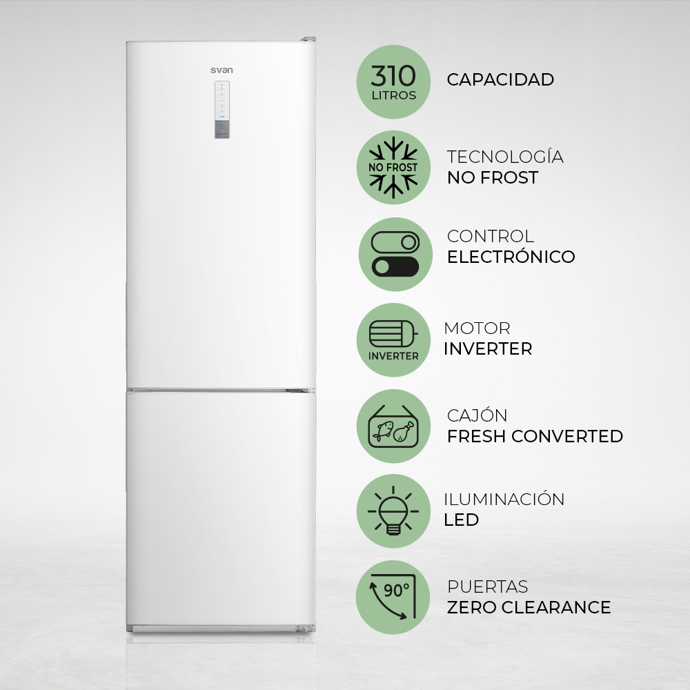 Combi Svan No Frost E 188cm 59,5cm 63cm Blanco Electrónico Inverter Puerta 90º - immagine 4