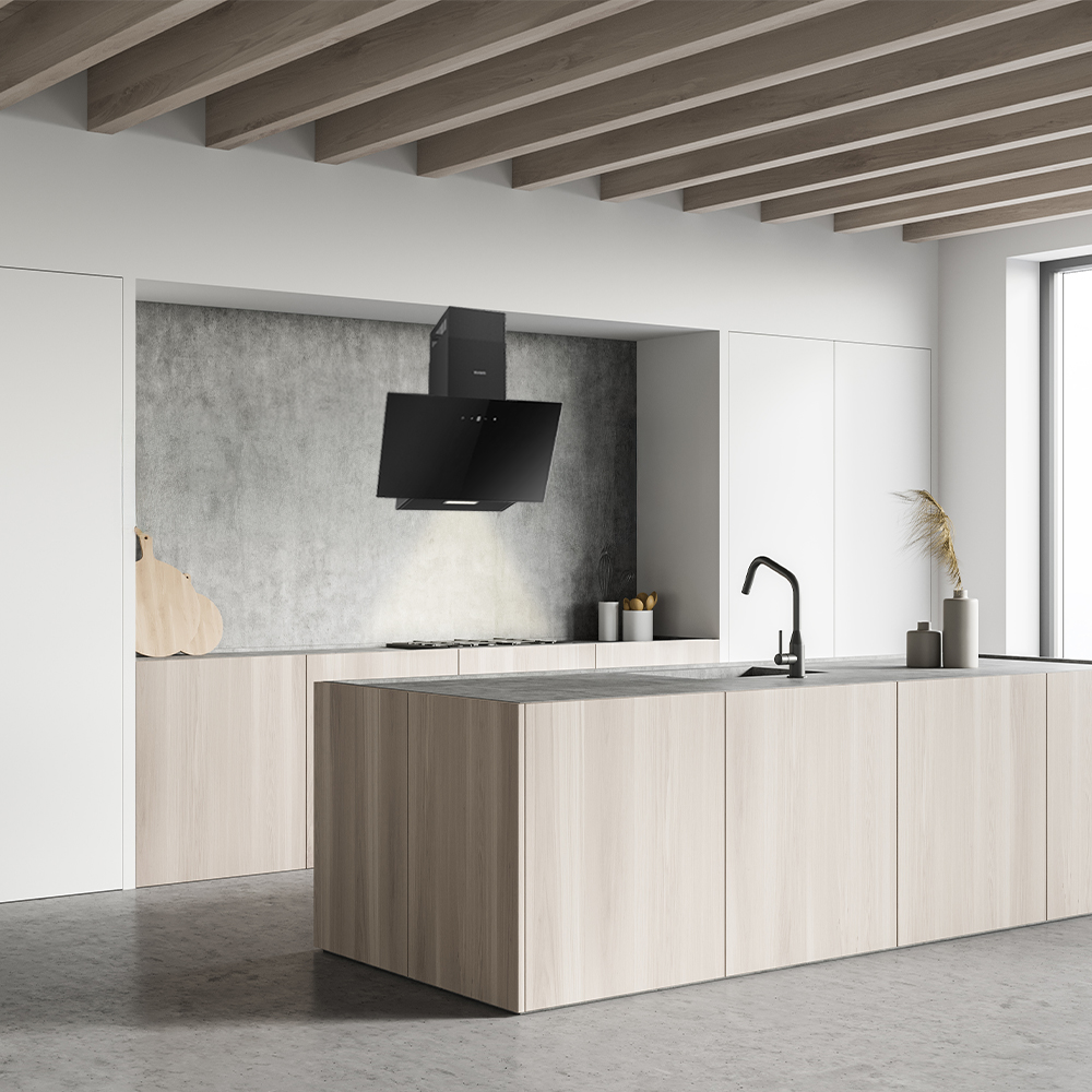 Campana Inclinada Svan, Clase A++ Dimensiones: 108,8cm 59,5cm 30,9cm. Color Cristal negro, Control Táctil Motor Inverter. Potencia de aspiración 370 m3/h, 59 dB. – Image 4