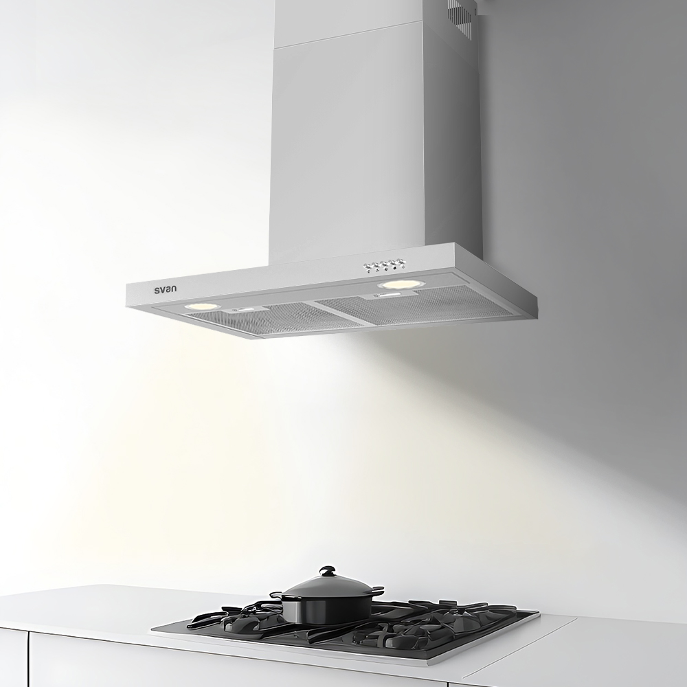 Campana Tipo T Svan, Clase A Dimensiones: 82cm 59,9cm 50cm. Color Inox, Control Manual Potencia de aspiración 641,8 m3/h, 52~68 dB. – Image 4