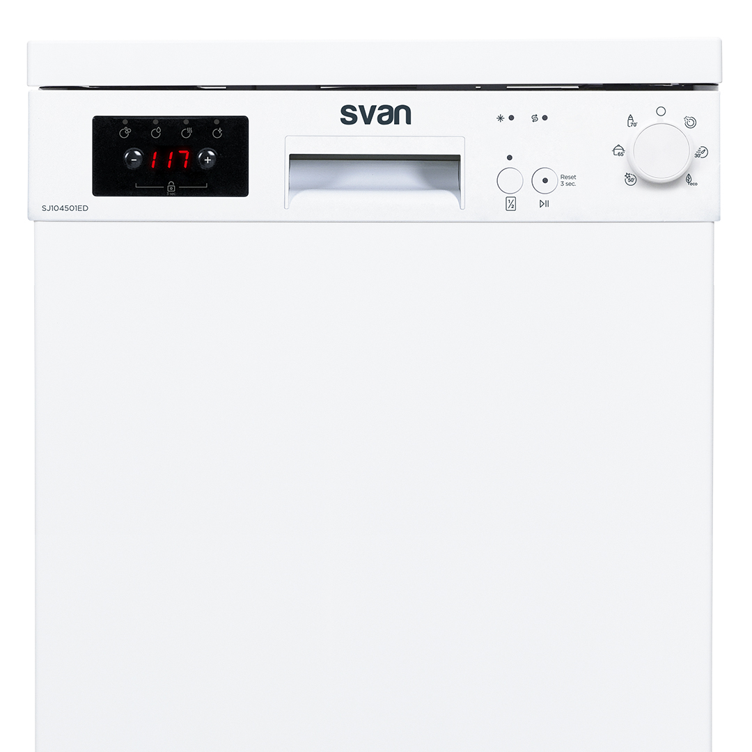 Lavavajillas Svan,Capacidad 10sets, Clase E. Dimensiones: 85cm 44,8cm 59,8cm. Color Blanco, Control con Display. 2 Bandejas y 6 Programas. - immagine 3