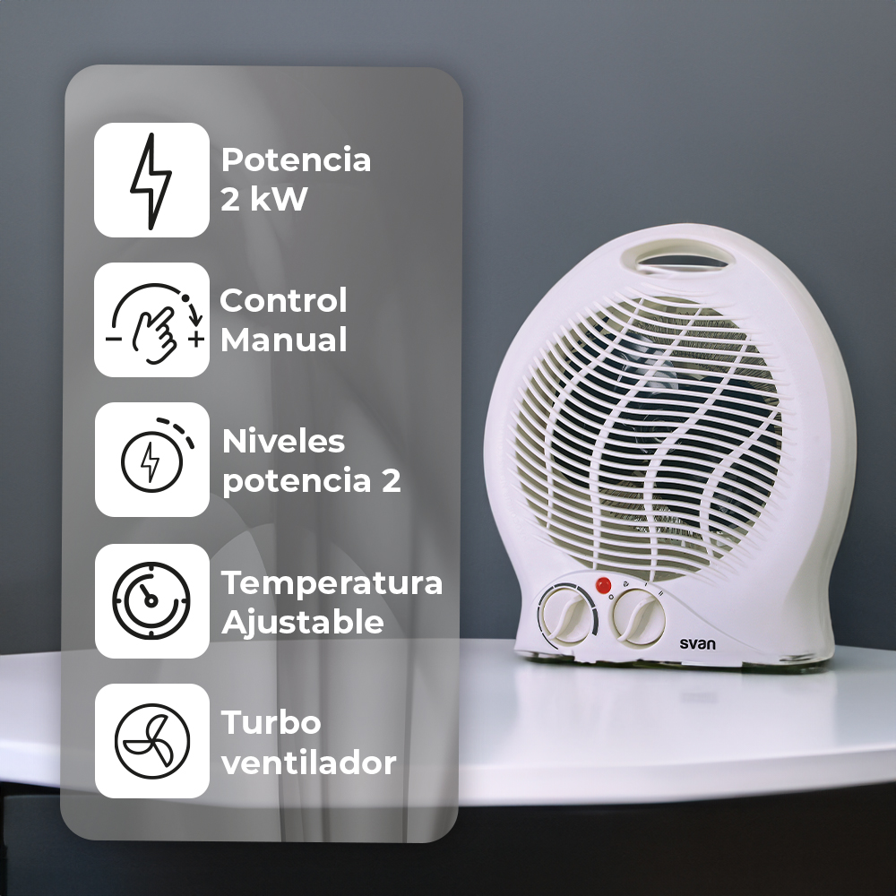 Estufa convector Svan 2 Niveles 2000W Blanco Manual Turbo - immagine 4