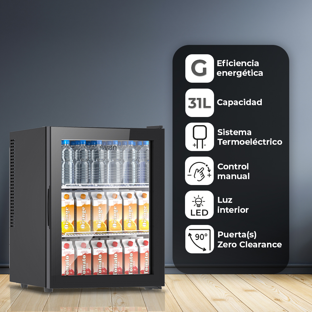 Refrigerador Horeca Svan Peltier G 55cm 40,5cm 43,4cm Negro Manual Puerta Cristal Puerta 90º – Image 4