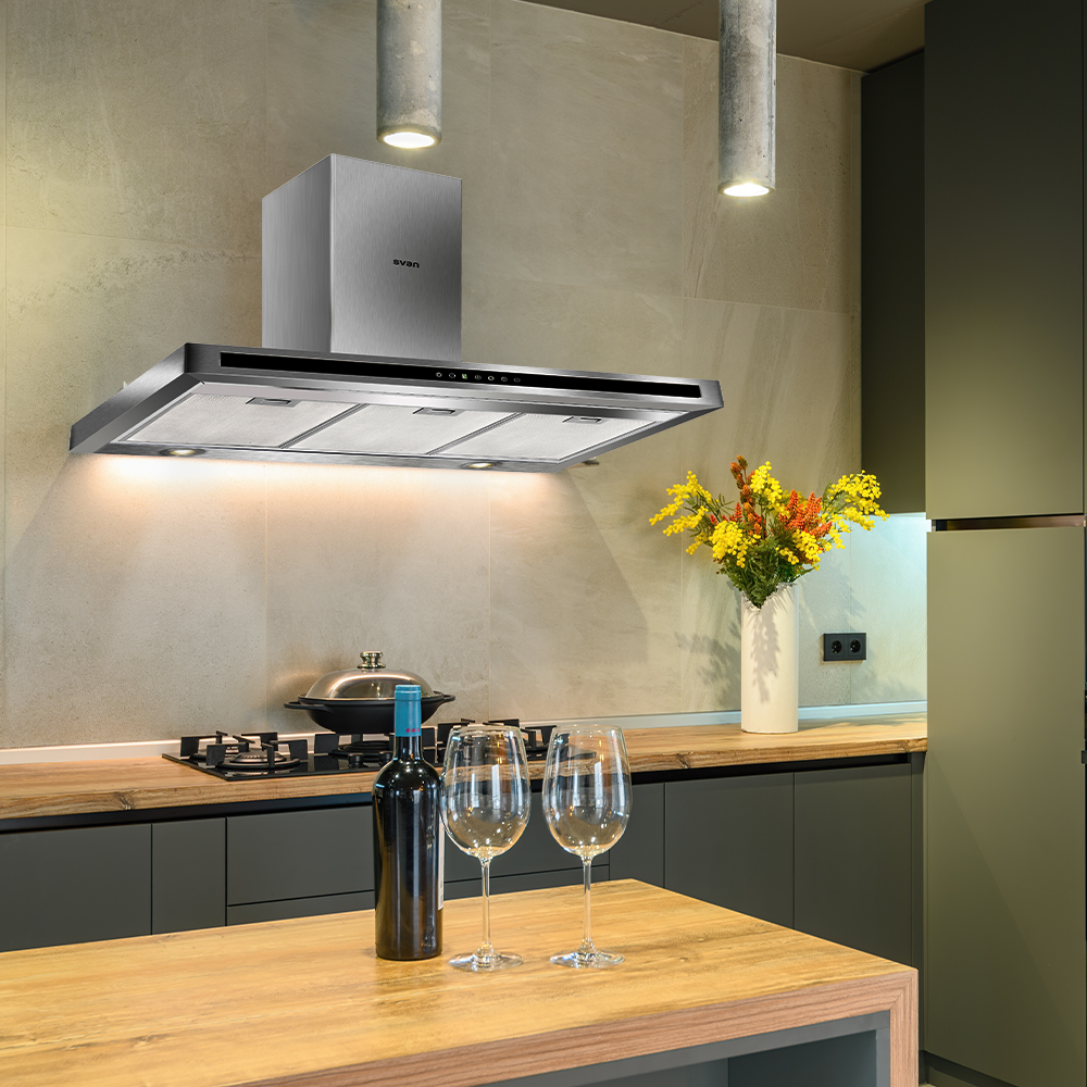 Campana Tipo T Svan D 86,5cm 90cm 50cm Inox Táctil LED 650m3/h 64dB – Image 4