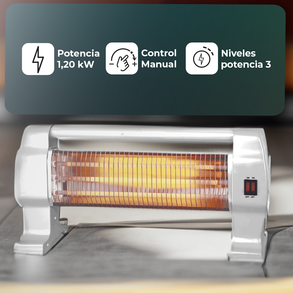 Estufa eléctrica Halógena Svan 3 Niveles 1200W Blanco Manual – Image 5