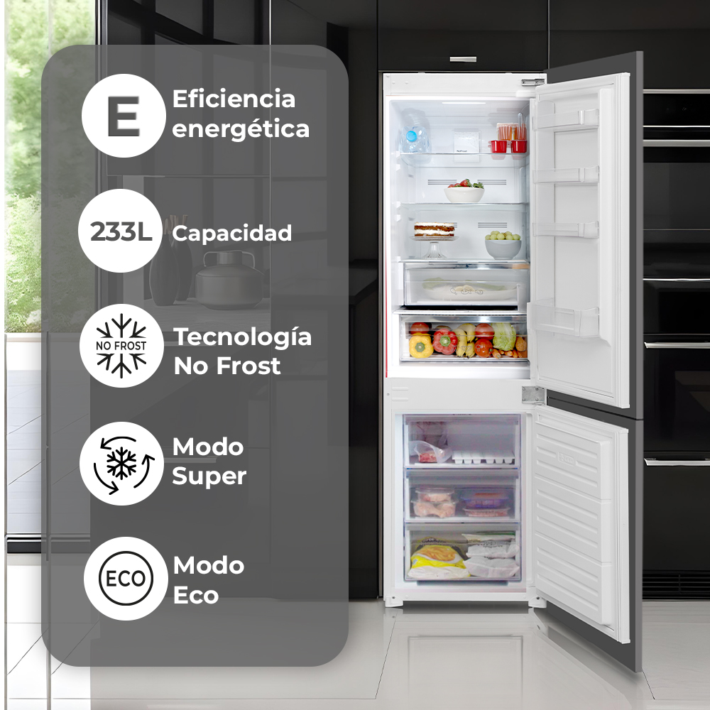 Combi Integración Svan No Frost E 177cm 54cm 54,5cm Blanco Display Modo Eco Modo Super Puerta 90º – Image 6