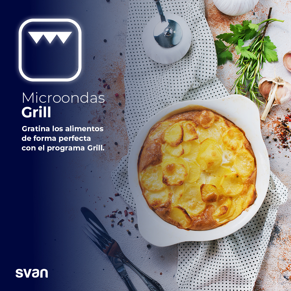 Microondas Grill Svan 20L 700W 25,8cm 44cm 35,6cm Inox Display Auto Cooking - immagine 5
