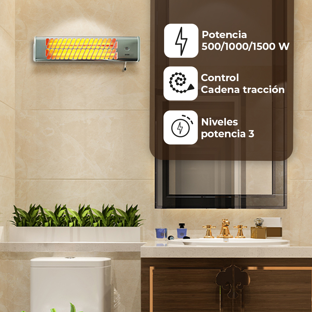 Estufa eléctrica Halógena Svan 3 Niveles 1500W Plata Cadena - immagine 5