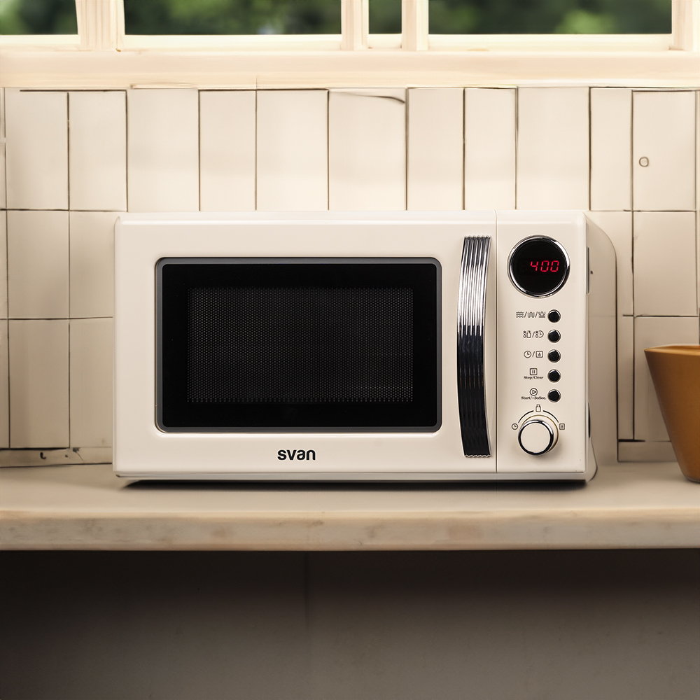 Microondas Grill Svan 20L 70W 25,9cm 44cm 33,5cm Retro crema Display Auto Cooking - immagine 5