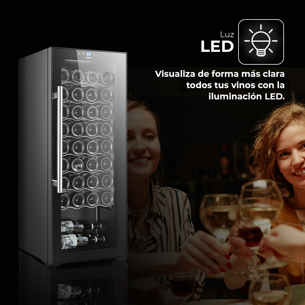 Vinoteca Svan Cíclico 106L 36Bot G 110,5cm 43cm 48,2cm Negro Display táctil Única Zona 1Puerta – Image 5