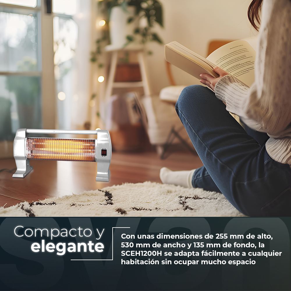 Estufa eléctrica Halógena Svan 3 Niveles 1200W Blanco Manual – Image 6