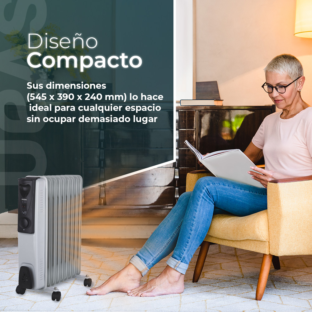 Radiador aceite Svan 9 Elementos 3 Niveles 2000W Blanco y negro Manual - immagine 6