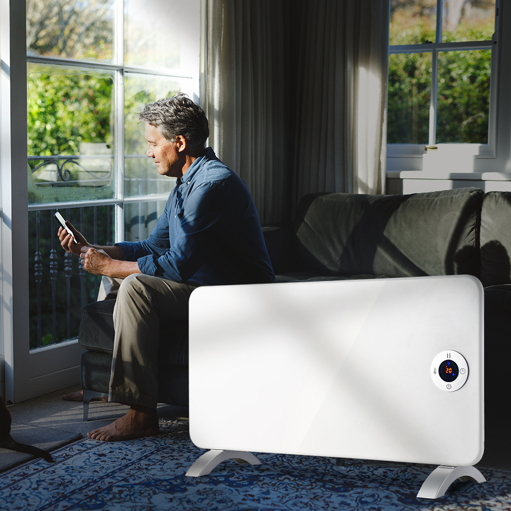 Radiador plano Svan 1 Elemento 2 Niveles 2000W Blanco Táctil Display LED Mando Temporizador - immagine 6