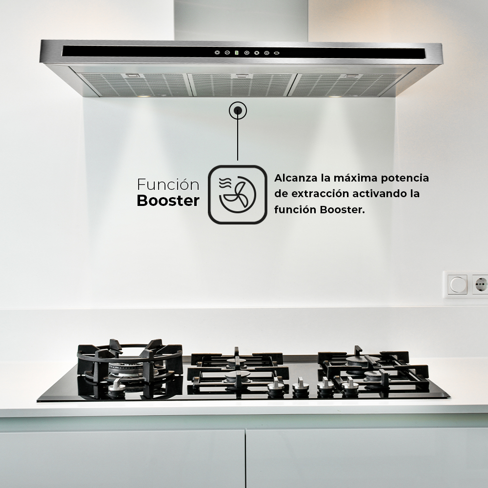 Campana Tipo T Svan D 86,5cm 90cm 50cm Inox Táctil LED 650m3/h 64dB – Image 6