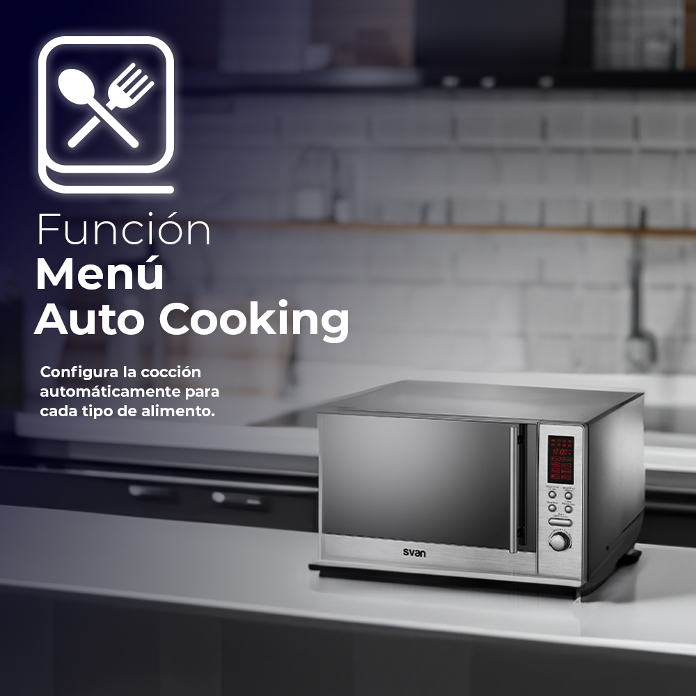 Microondas Grill Svan 23L 800W 29,3cm 53,6cm 43,6cm Inox Display Auto Cooking - immagine 6