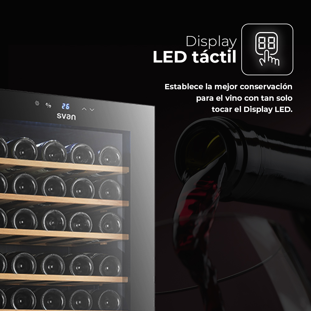 Vinoteca Svan Cíclico 154L 55Bot G 126,2cm 51cm 48cm Negro Display táctil Única Zona 1Puerta – Image 6