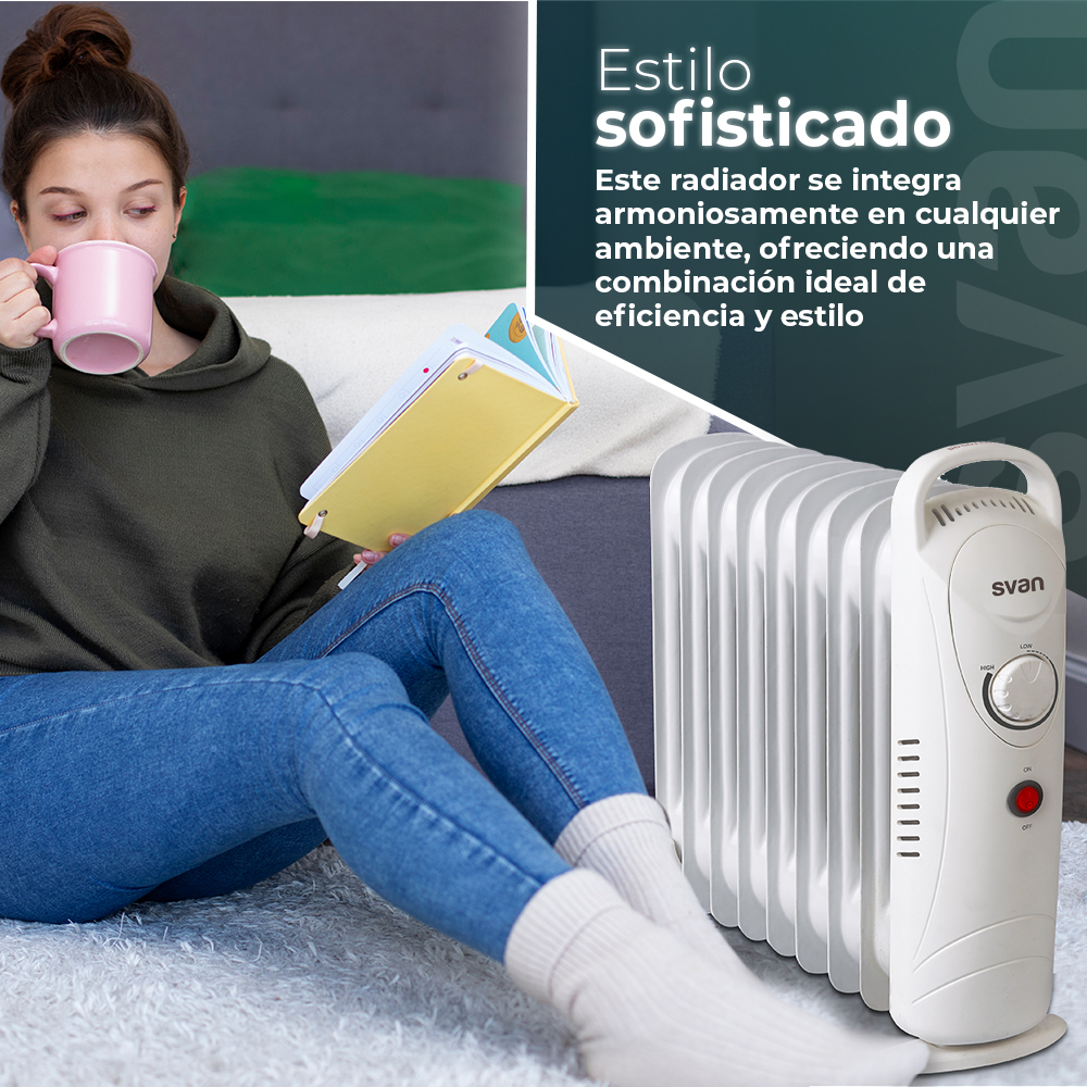 Radiador aceite Svan 9 Elementos 900W Blanco Manual - Imagen 7