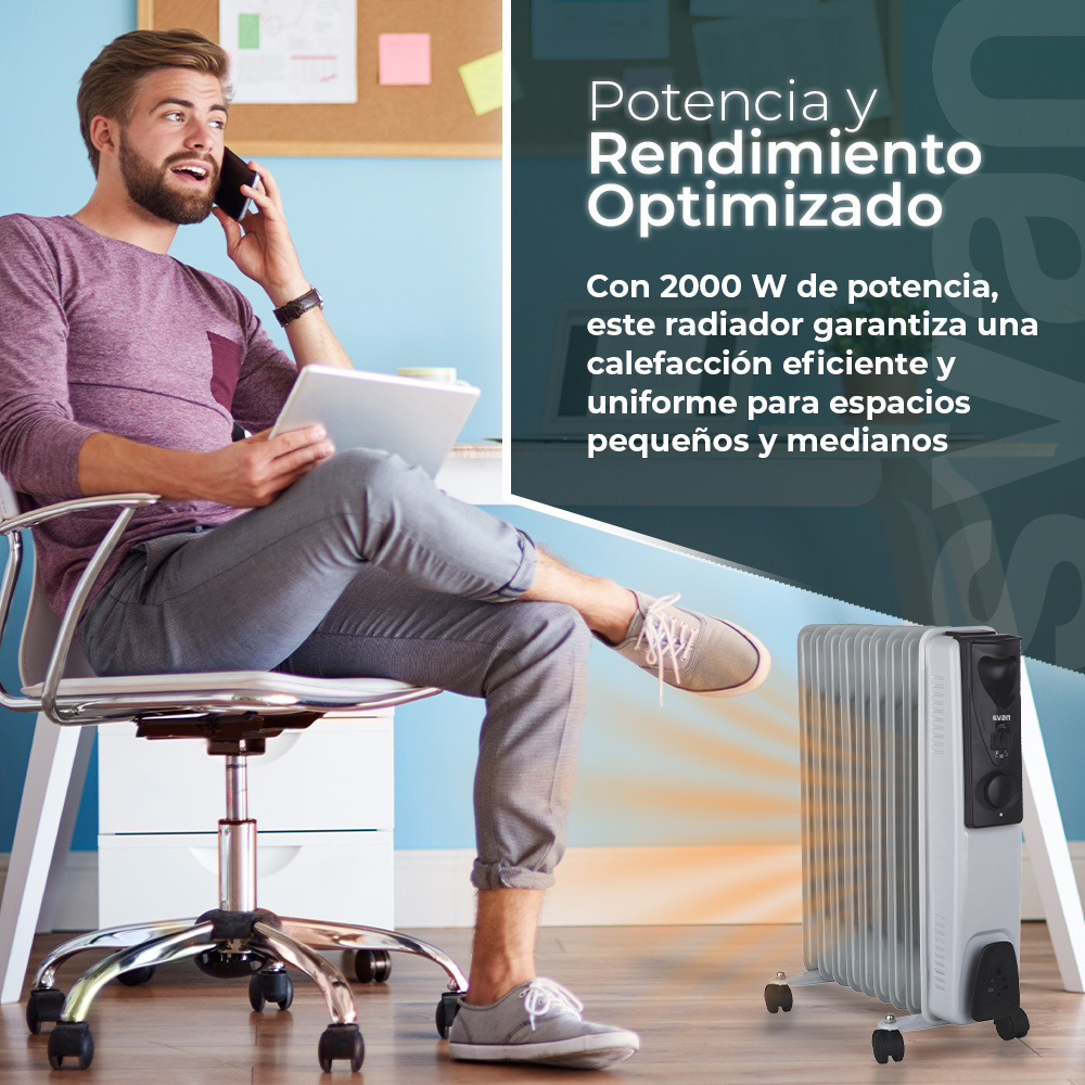 Radiador aceite Svan 9 Elementos 3 Niveles 2000W Blanco y negro Manual - immagine 7