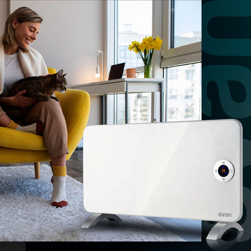 Radiador plano Svan 1 Elemento 2 Niveles 2000W Blanco Táctil Display LED Mando Temporizador - immagine 7