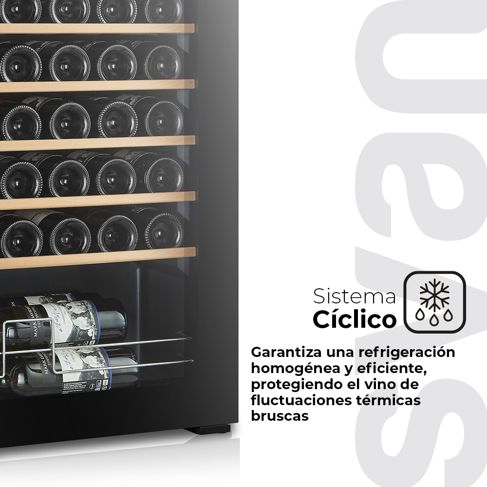 Vinoteca Svan Cíclico 154L 55Bot G 126,2cm 51cm 48cm Negro Display táctil Única Zona 1Puerta – Image 7