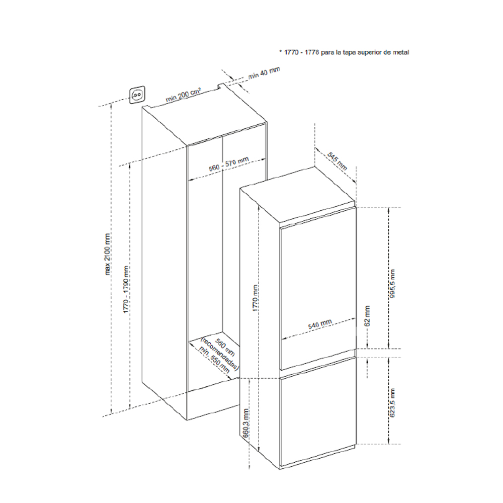 Combi Integración Svan No Frost E 177cm 54cm 54,5cm Blanco Display Modo Eco Modo Super Puerta 90º – Image 10
