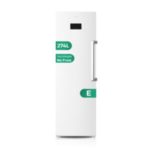 Congelatore verticale Svan, No Frost. Capacità 274L, Classe E. Dimensioni: 185cm 60cm 66cm. Bianco, Display. Motore inverter.