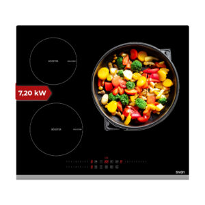 Placa Inducción Svan 7200W 5,8cm 52cm 59cm Cristal negro Slider 3Z Doble Corona Keep warm Booster