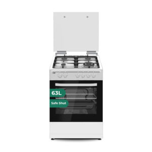 Cocina Svan Gas Butano Dimensiones: 83cm 59,8cm 61cm. Blanco Manual 4Q Wok 63L 2P KitGas T.Cristal Safe Shut