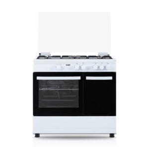 Cocina Svan Gas Butano Dimensiones: 80cm 89,8cm 60,1cm. Blanco Manual 5Q Wok 55L 2P KitGas T.Cristal PortaBom. Safe Shut