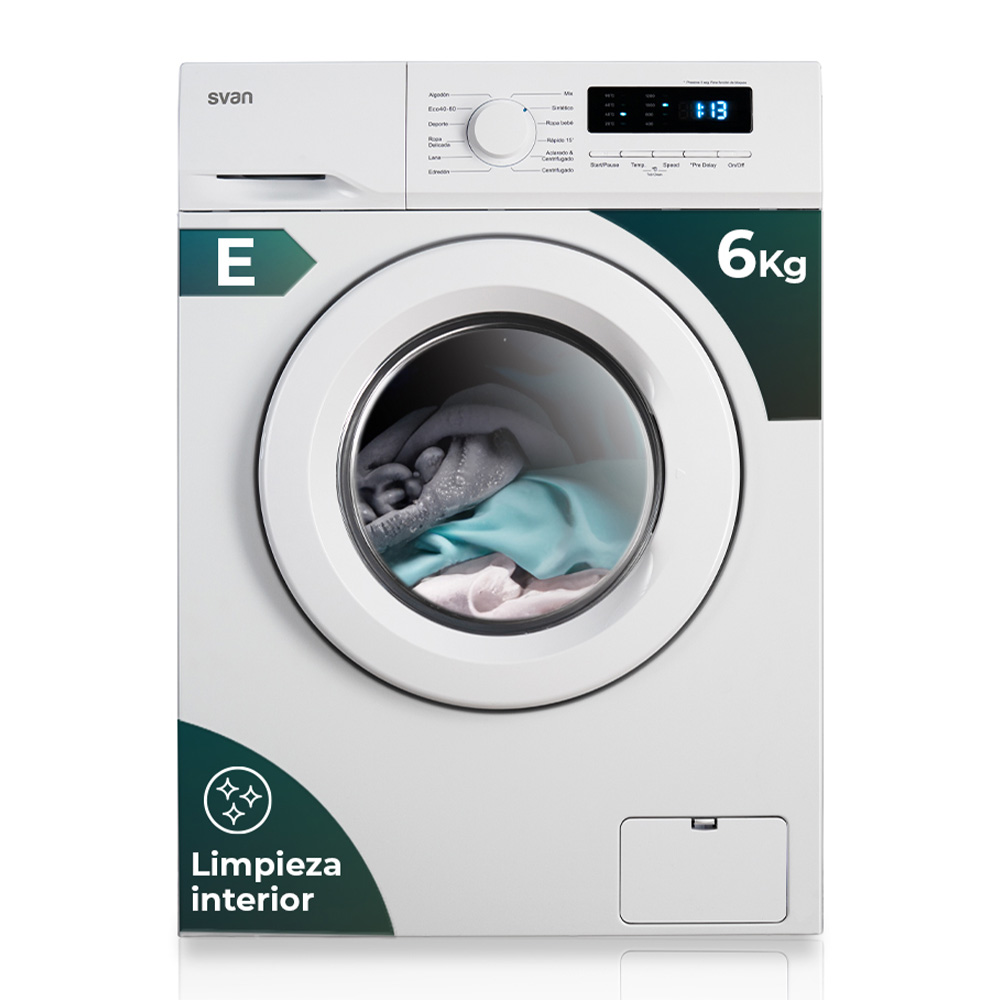 Lave-linge Svan 6kg 1000rpm E 85cm 59,5cm 44cm Blanc T.Diamond Display